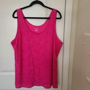 New Lane Bryant Hot Pink Embroidered Top.